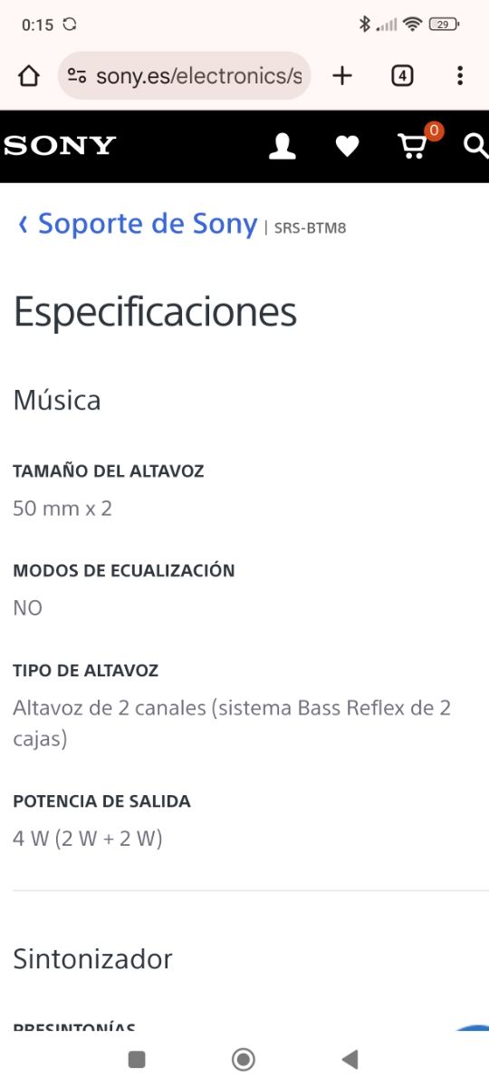 altavoz bluetooth NFC Sony srs-btm8