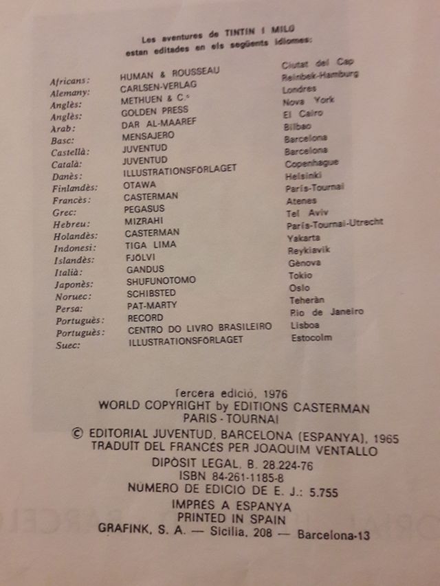 Tintin de coleccionistas 1965