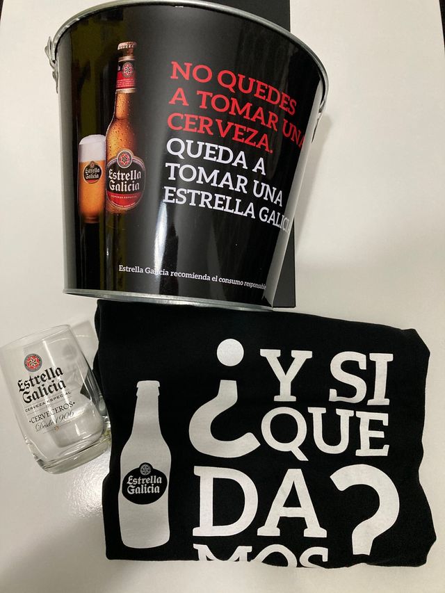 Pack Estrella Galicia (Cubo, camiseta y vaso)