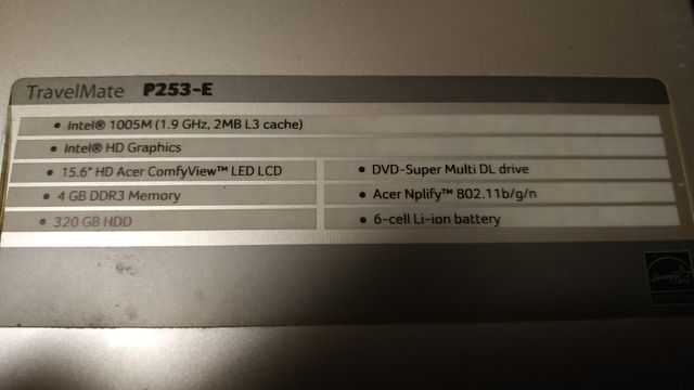 Botón encendido Acer TravelMate