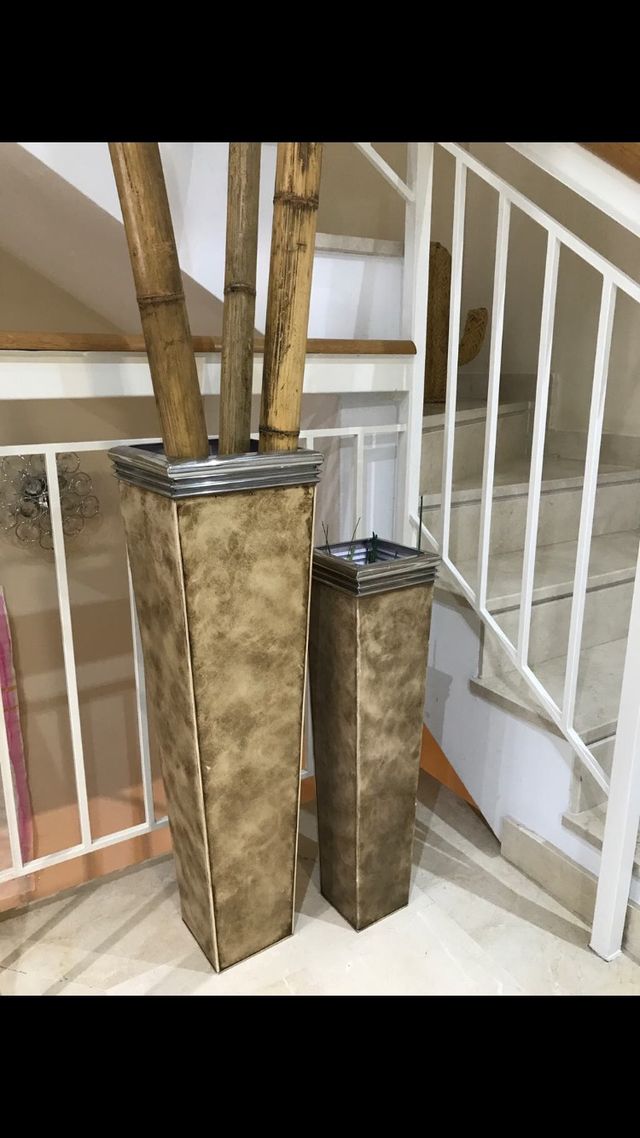2 jarrones gigantes y 3 bambú bamboo