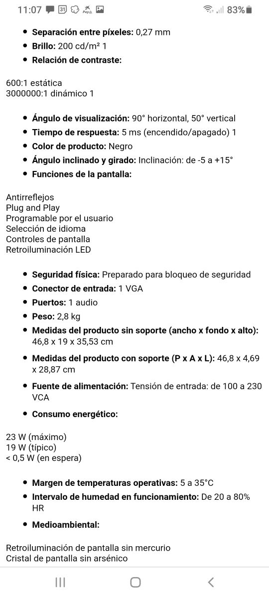 monitor HP V201a LED de 19,45".