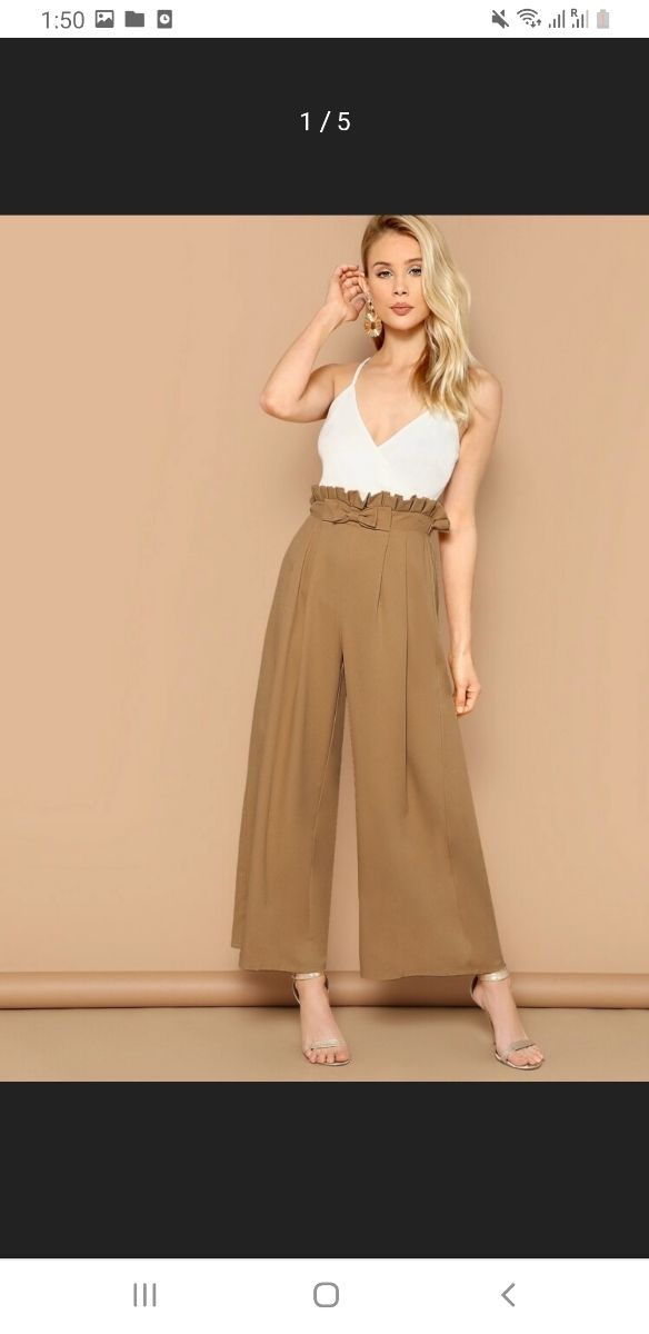 Pantaloni a vita alta a gamba larga XL