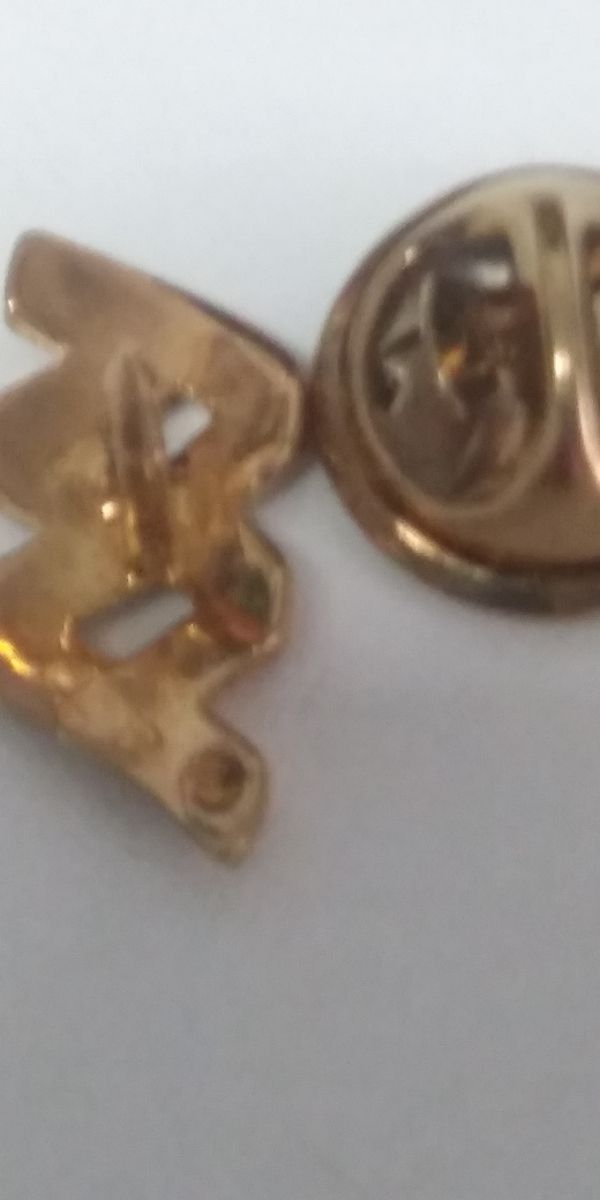 Pin chapado oro logo Lab. Almirall 14 quilates