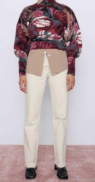 Jersey granate estampado, manga abullonada, Zara de segunda mano por 20 EUR  en Madrid en WALLAPOP