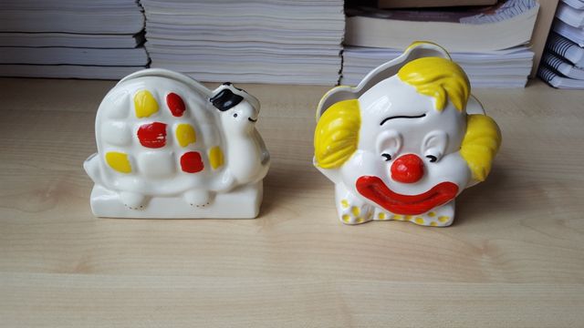 Servilletero cerámica tortuga y payaso