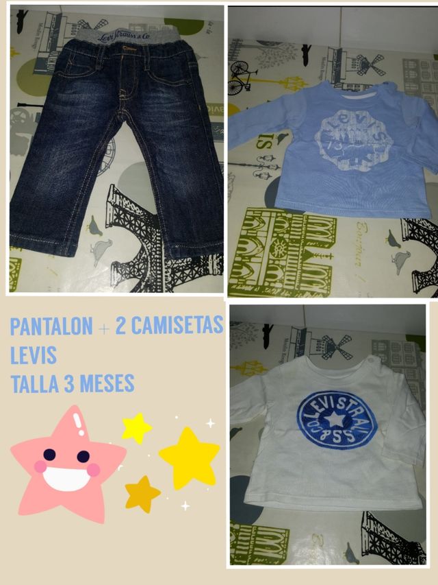 pantalon vaquero + 2 camisetas bebé levis