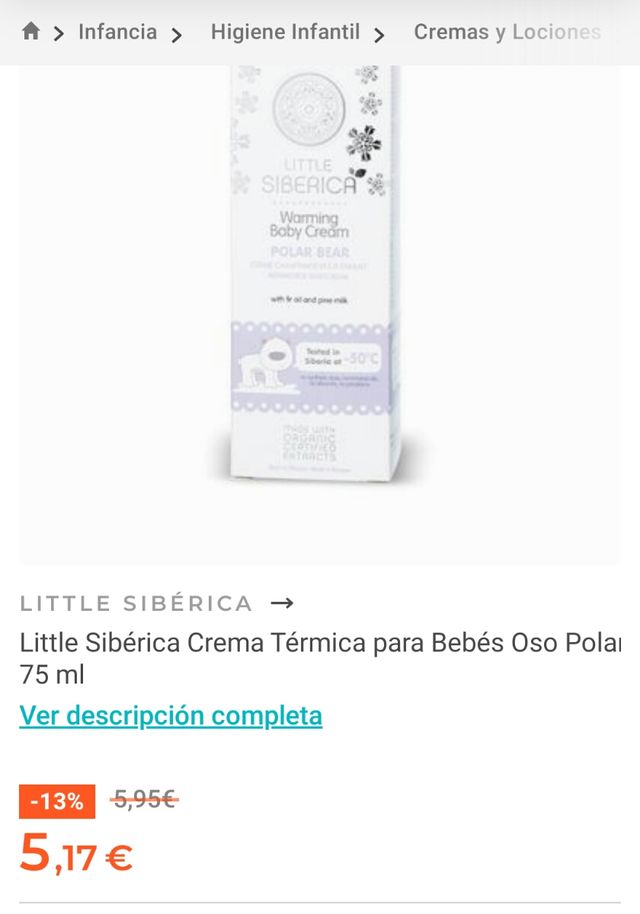 little Siberia..crema térmica de niños..a estrenar