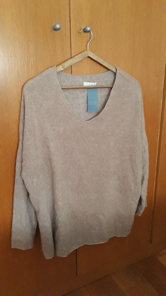 Mujer Jersey italiano lana termico nuevo M-L