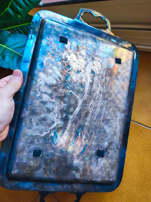 bandeja plateada antigua