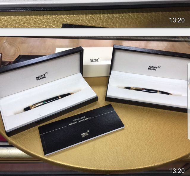 mont blanc bolígrafo oro y esmeralda