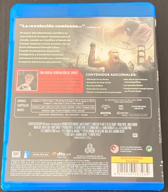 El Origen del Planeta de los Simios BluRay 