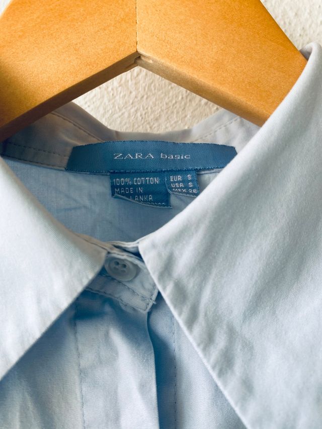 Camisa Zara Basic Azul 100% algodón