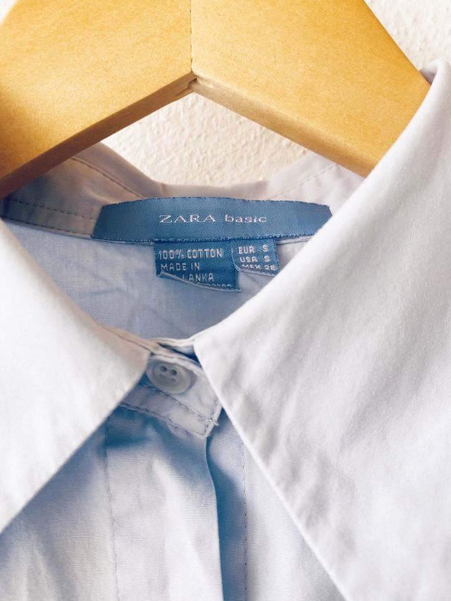 Camisa Zara Basic Azul 100% algodón