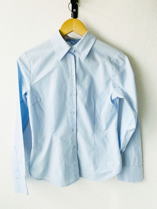 Camisa Zara Basic Azul 100% algodón