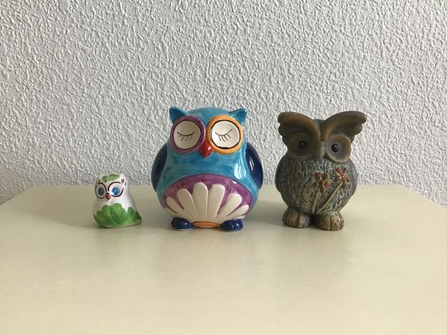 Conjunto 3 búhos de cerámica