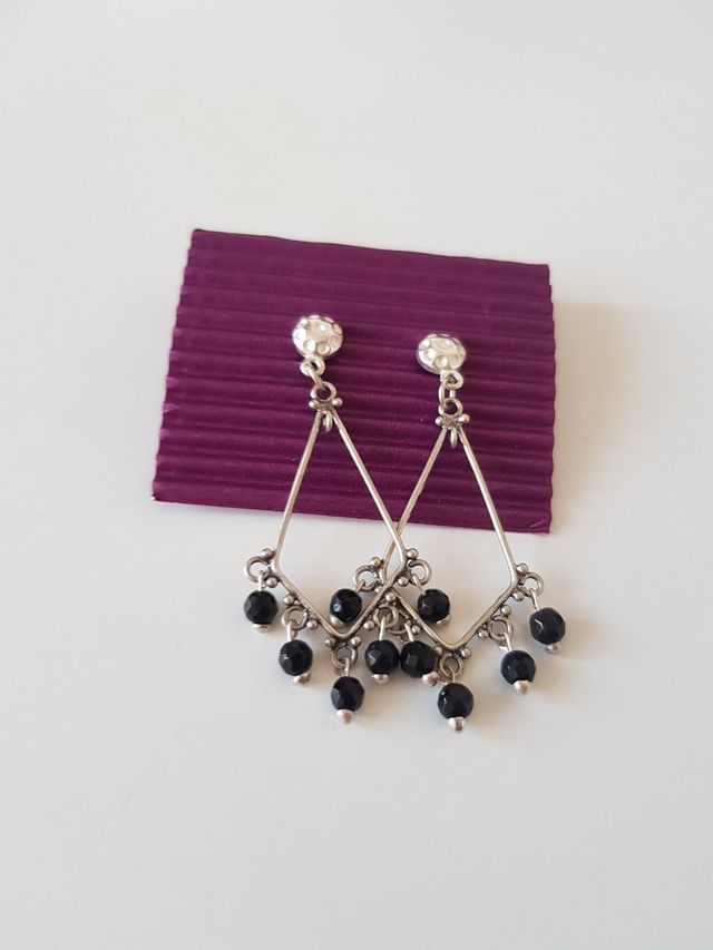 Pendientes plata y ónix