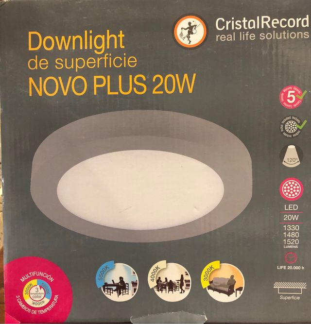 Plafón 20w redondo gris LED