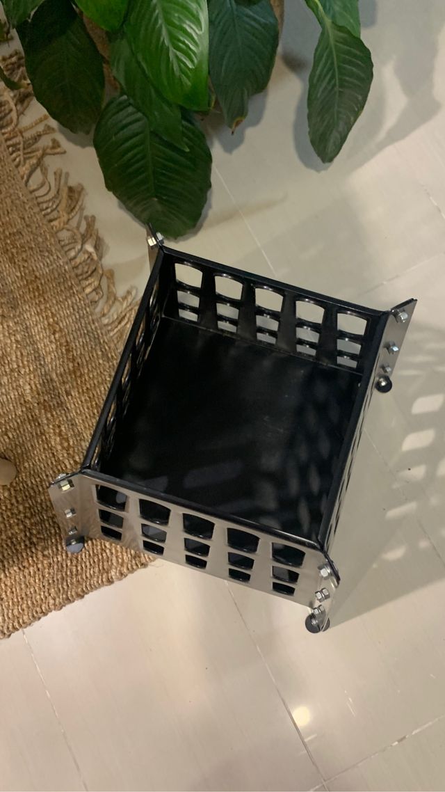 Leñera metálica, soporte de velas, decoracion