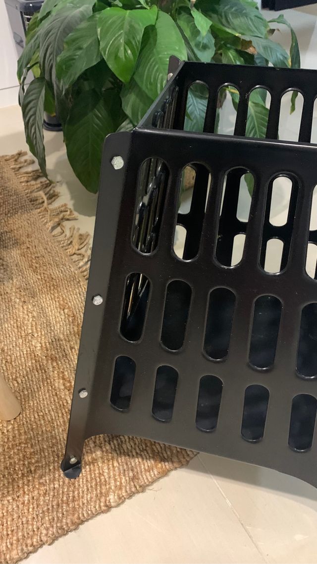 Leñera metálica, soporte de velas, decoracion