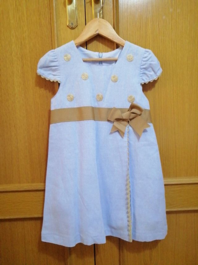 vestido marca Yoedi artesania. talla 5 lino y bord