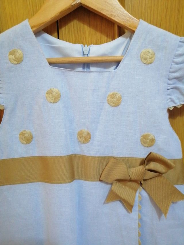 vestido marca Yoedi artesania. talla 5 lino y bord