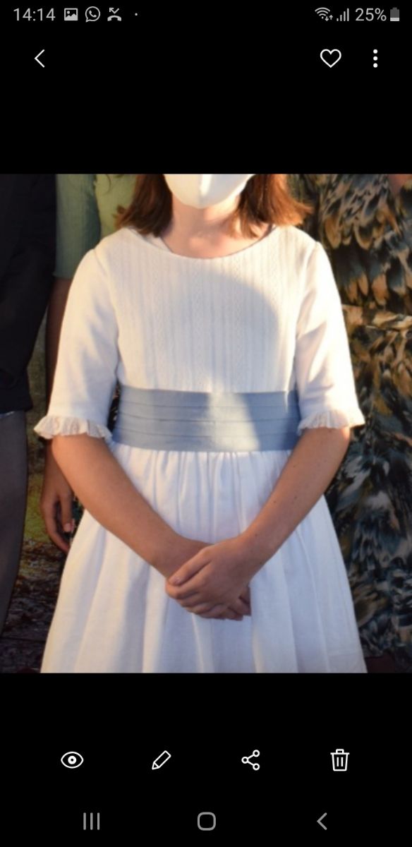 Vestido Comunión lino blanco talla 10 años