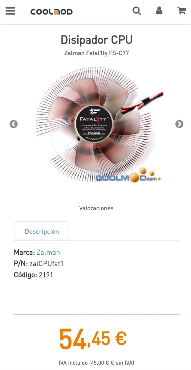 Disipador CPU Zalman Fatal1ty® FS-C77