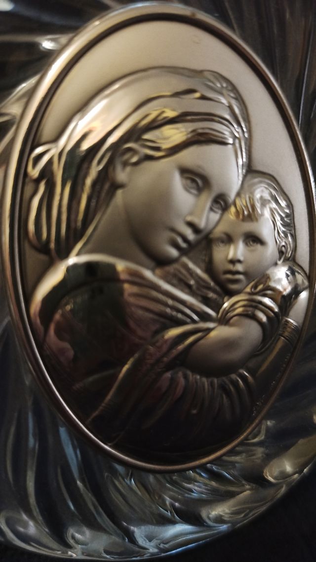 Pieza antigua italiana sacra de plata