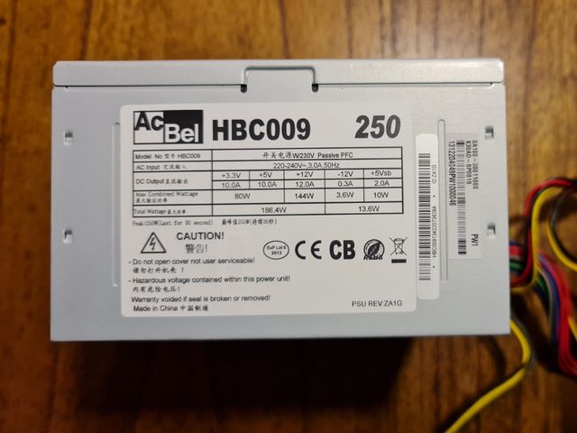 Fuente de alimentación AcBel HBC009 ATX 250w