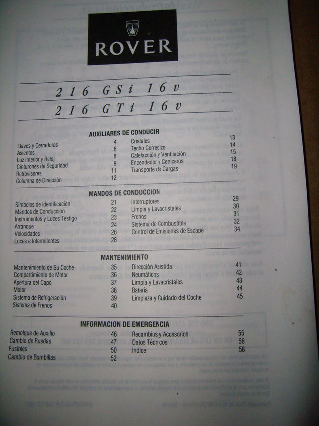 MANUAL USUARIO ROVER 200 series -  216 GSI GTI