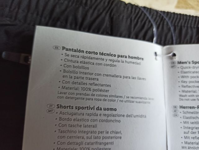 Pantalón técnico corto hombre talla XL