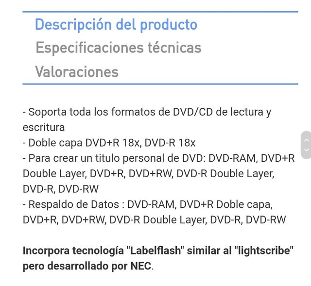 Regrabadora Sony NEC Optiarc AD-7173S 48x