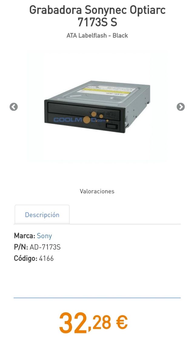 Regrabadora Sony NEC Optiarc AD-7173S 48x