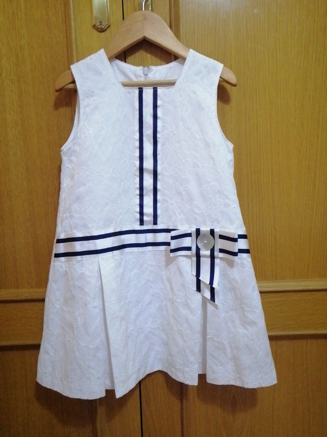 vestido blanco estilo marinero marca Yoedu talla 5