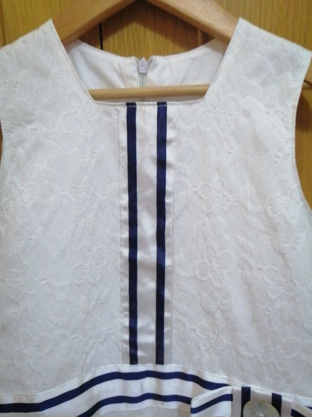 vestido blanco estilo marinero marca Yoedu talla 5