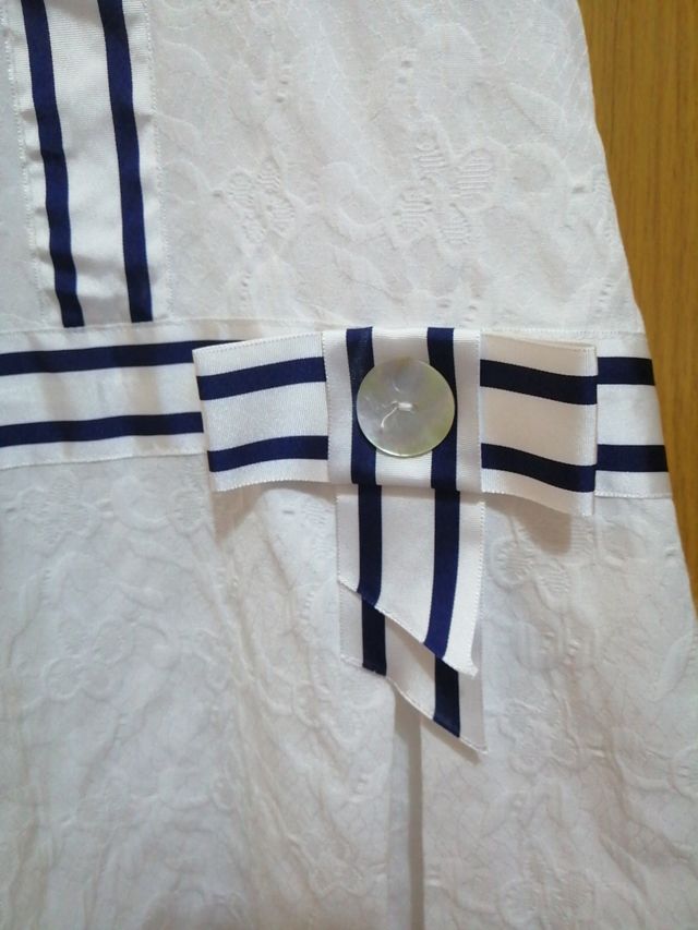 vestido blanco estilo marinero marca Yoedu talla 5