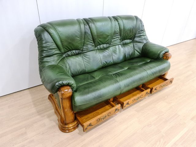 Tresillos Rusticos de Piel Natural  Verdes.