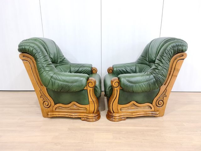 Tresillos Rusticos de Piel Natural  Verdes.