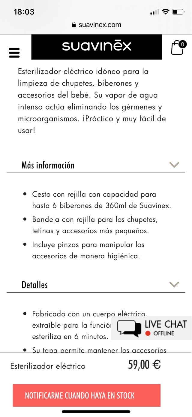 Esterilizador elétrico Suavinex