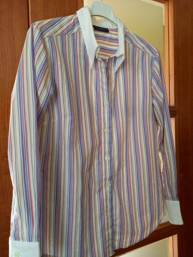 Camisa ideal de rayas moradas ,talla 42