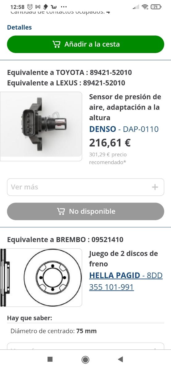 sensor presión colector admisión Toyota aygo