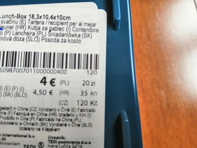 Lunchbox doble con goma de sujección. Nuevo