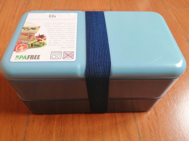 Lunchbox doble con goma de sujección. Nuevo