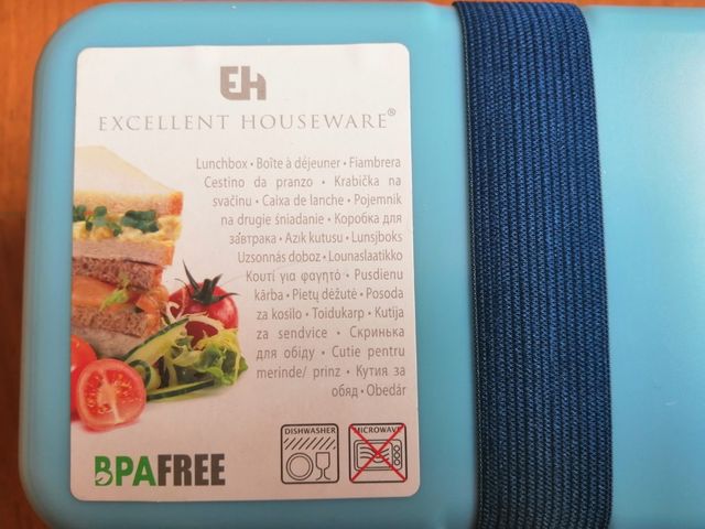 Lunchbox doble con goma de sujección. Nuevo