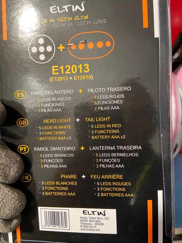 Juego de luces delantera y trasera de bici