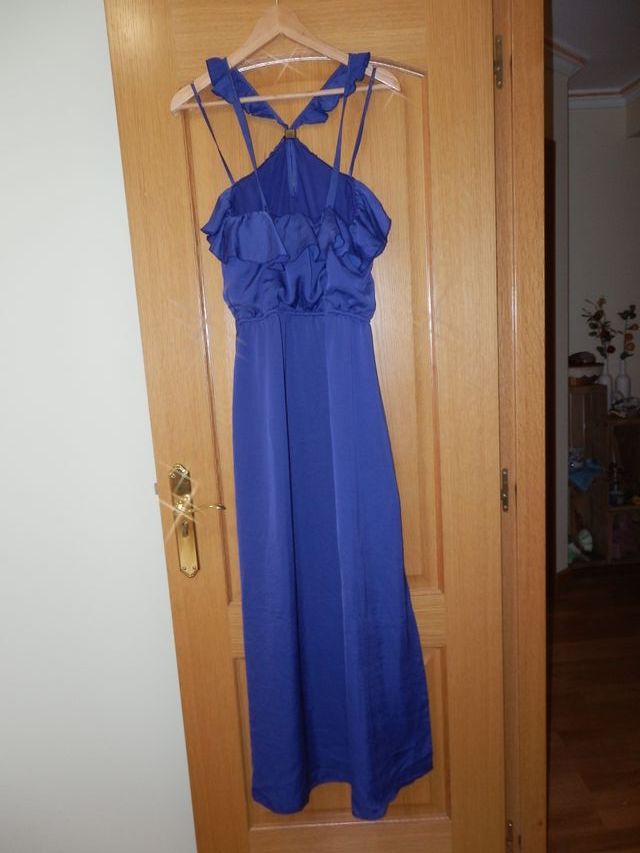 Vestido largo azul eléctrico