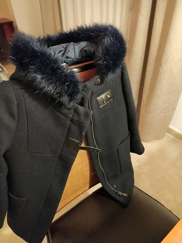 abrigo de paño Zara azul marino