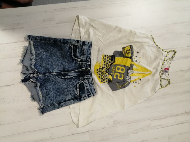 Conjunto pantalón corto vaquero y camiseta