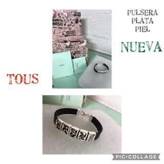 PULSERA PLATA/CUERO de TOUS NUEVA